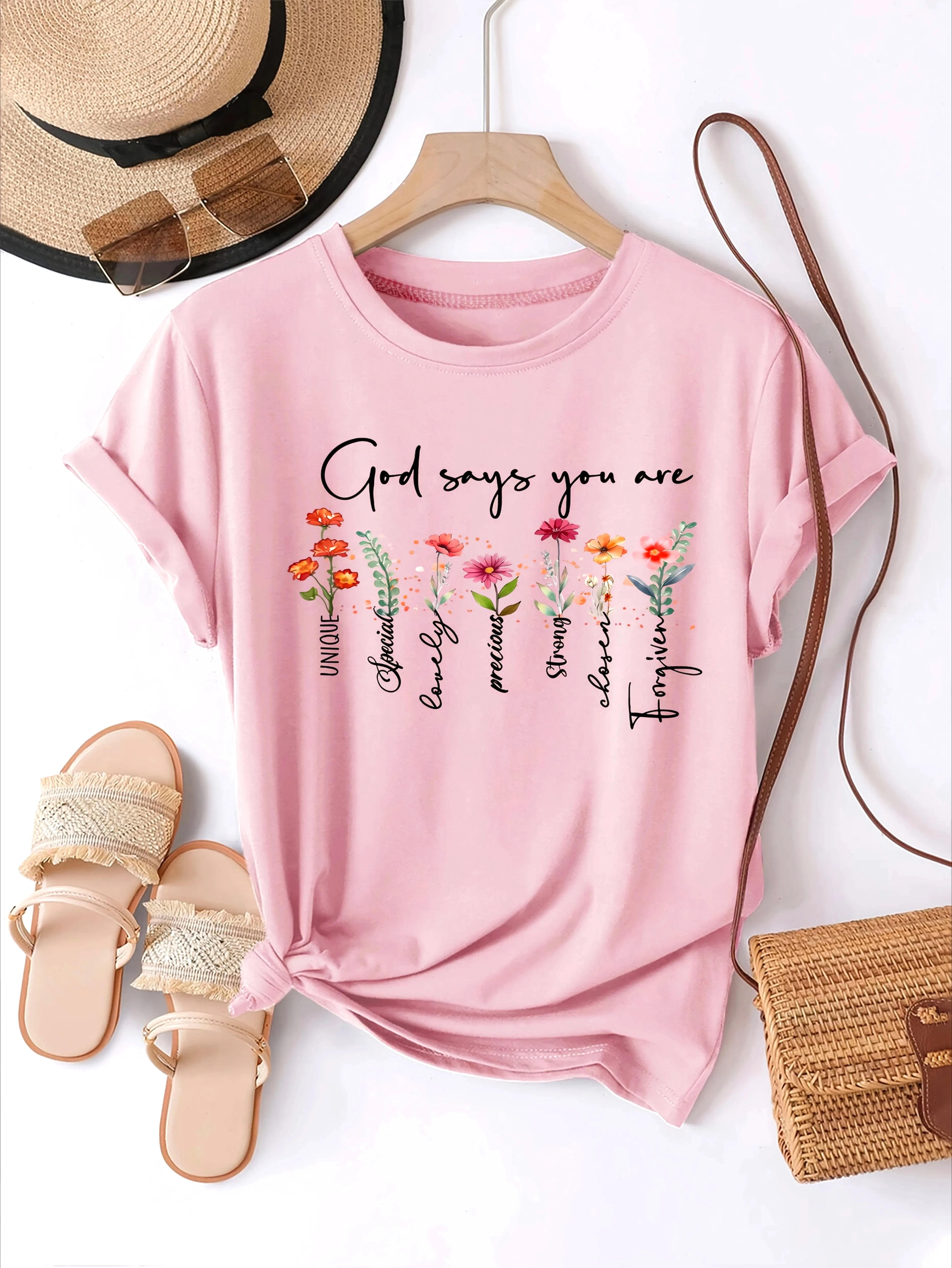 God Says You Are - Women's Floral T-Shirt