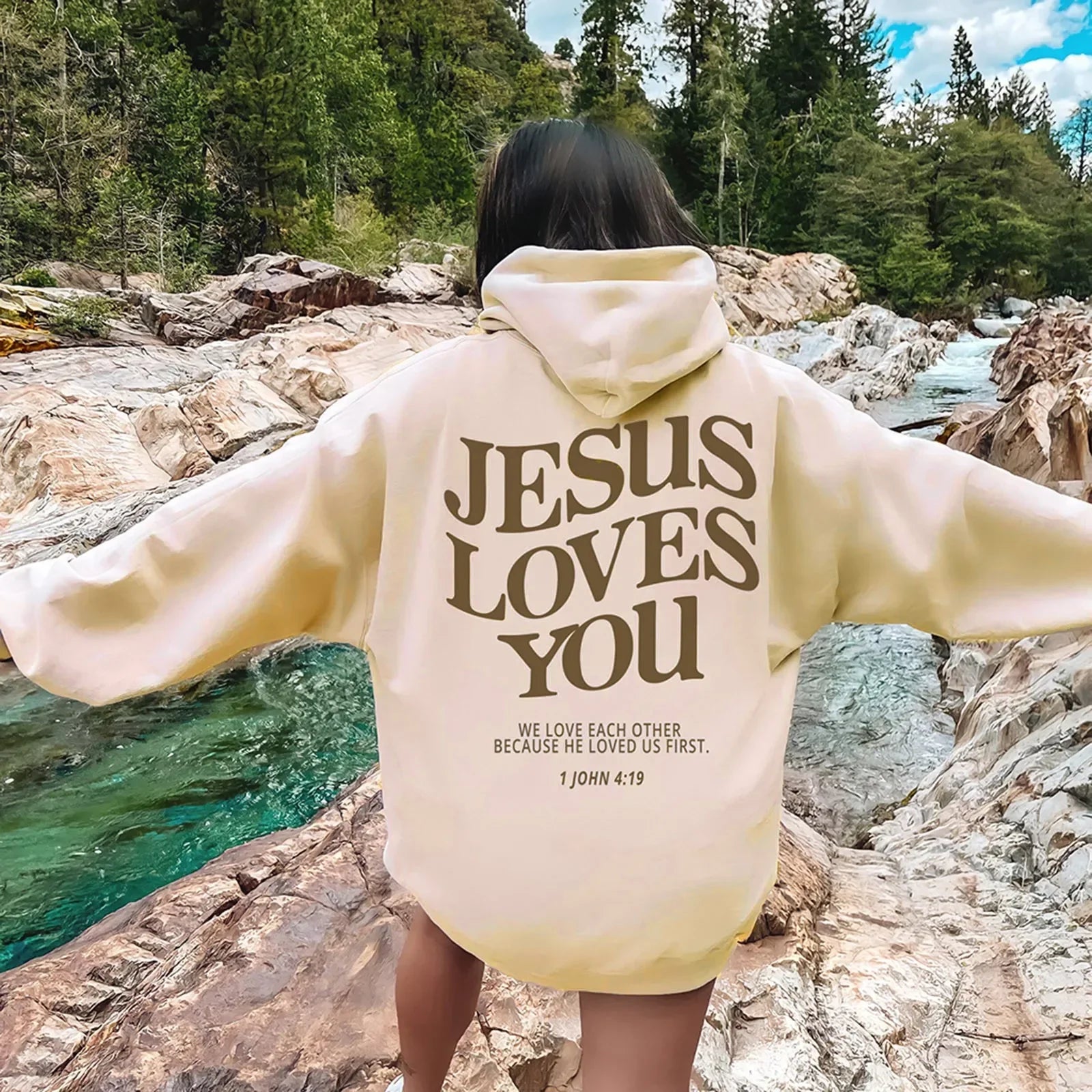 Jesus Loves You Print - Christian Hoodie